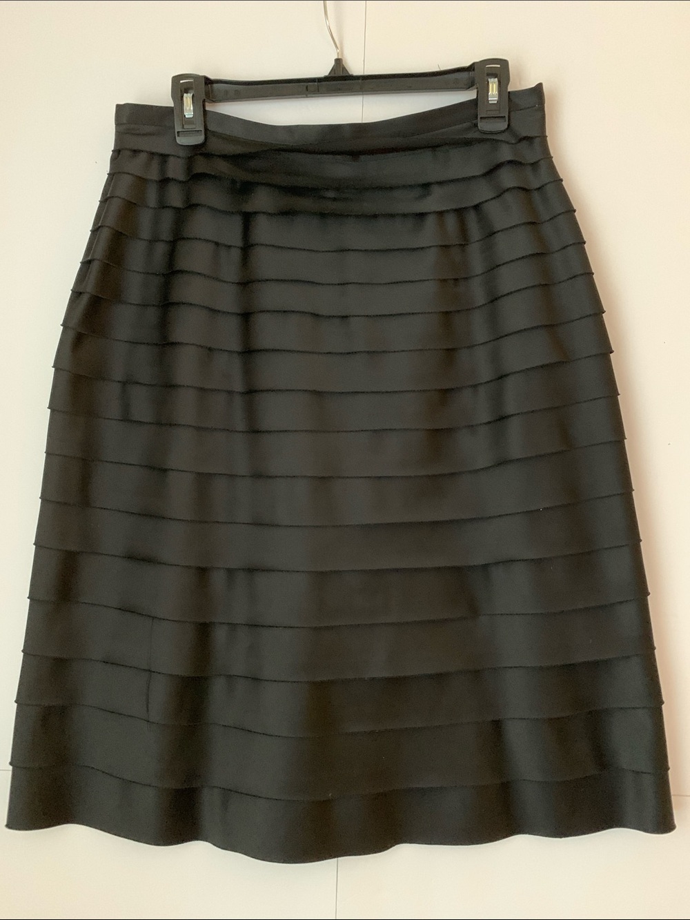 JS Collection Made in Canada Black Satin Tiered Skirt Size 12
